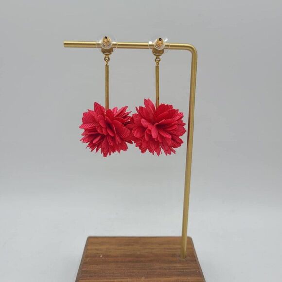 J Crew Red Fabric Puff Earrings - Picture 2 of 8